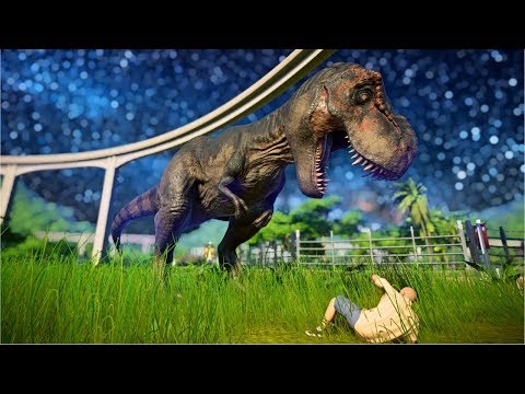 Jurassic World Evolution 🌍 5 Tyrannosaurus Rex VS 100 People Brakeout & Fight