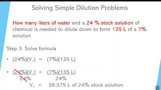 Video 18 Simple C1V1 = C2V2 dilution calculations