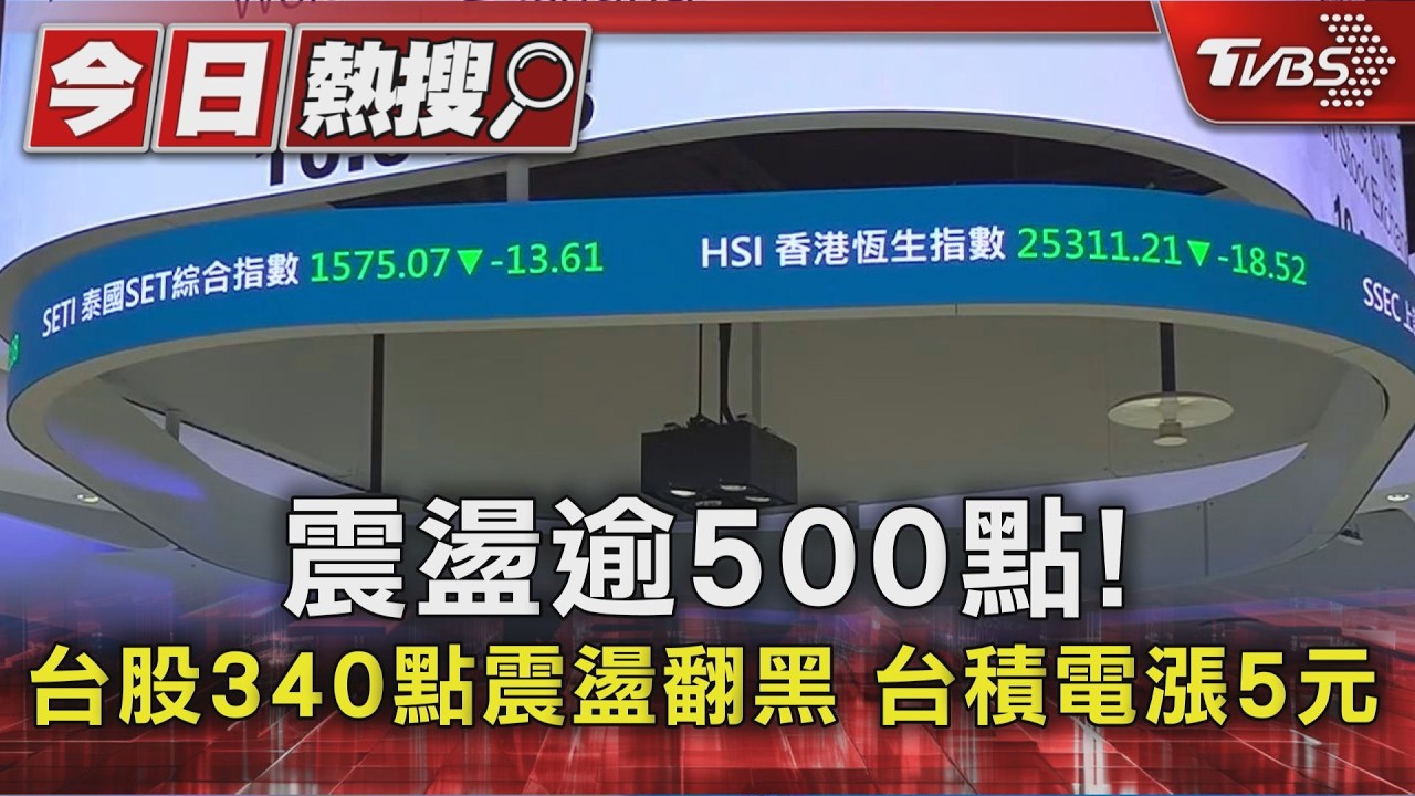 震盪逾500點! 台股340點震盪翻黑 台積電漲5元 ｜TVBS新聞 @TVBSNEWS01