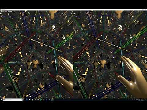 VR visualization of a mirrored dodecahedron in hyperbolic space using NVidia RTX.