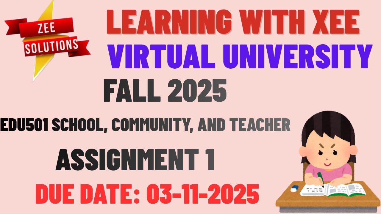 EDU501 School, Community, and Teacher Assignment 1 Fall 2025 Virtual University of Pakistan