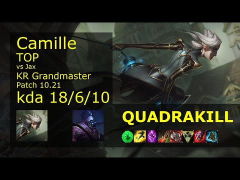 Camille Top vs Jax - KR Grandmaster 18/6/10 Patch 10.21 Gameplay // [롤] 카밀 vs 잭스 탑