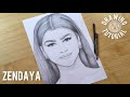 How To Draw Zendaya Zendaya Drawing With One Pencil For Beginners