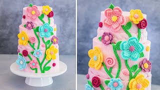 Cozy and Colorful Floral Knitted Cake