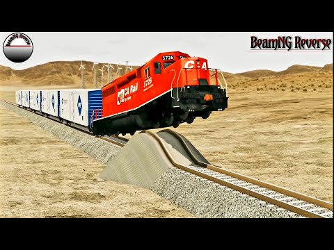Trains vs Speed Bumps Crashes Reverse - BeamNG Drive