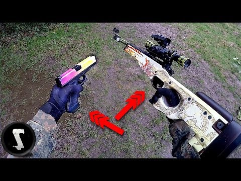 Guy Using $1250 REAL CS:GO AWP Dragon Lore and Glock Fade in Airsoft War