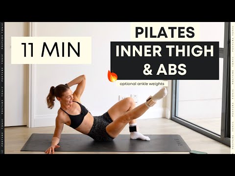 11 MIN TONED INNER THIGHS & ABS PILATES home workout | ankle weights optional