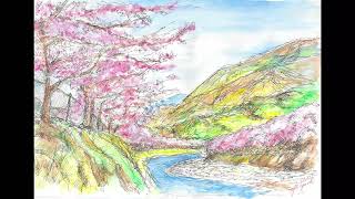 谷山浩子「河のほとりに」ギター弾き語り＆イラストBYヒークン
