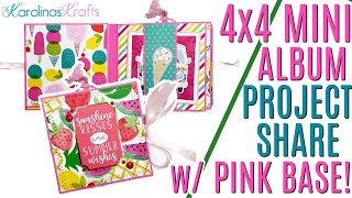 Summer 4x4 Mini Album Project Share with a PINK BASE using SCRAPS from a 12x12 Paper Pad