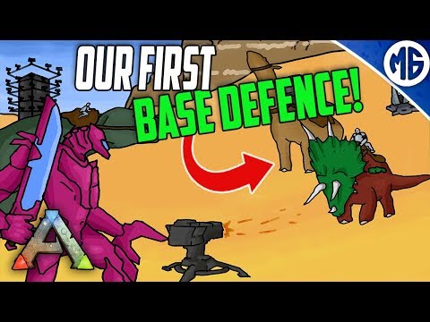 OUR VERY FIRST BASE DEFENCE! 3 Man PvP Servers - Ark: Survival Evolved