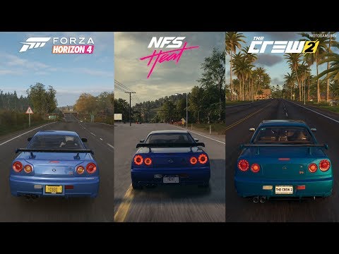 Forza Horizon 4 vs NFS Heat vs The Crew 2 - Nissan Skyline GT-R V-Spec (R34) Sound Comparison