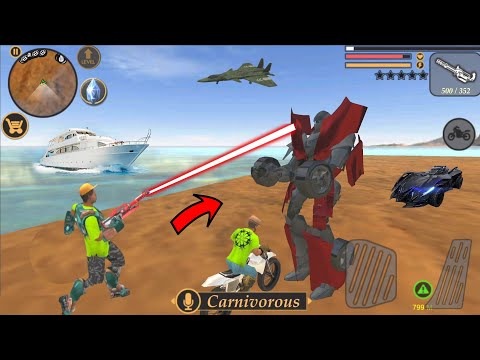 Vegas Crime Simulator (Vegas Hero Fight Red Car Robot) Robot Ship on Sea Water - Android Gameplay HD