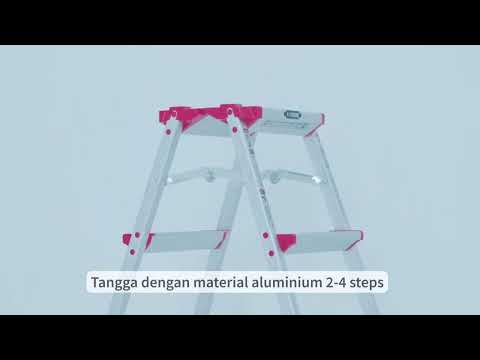 Gambar Krisbow Tangga Lipat Aluminium  3 Step - Merah