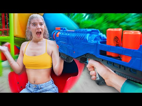 24 HOURS PRANKING MY FRIENDS WITH NERF !!