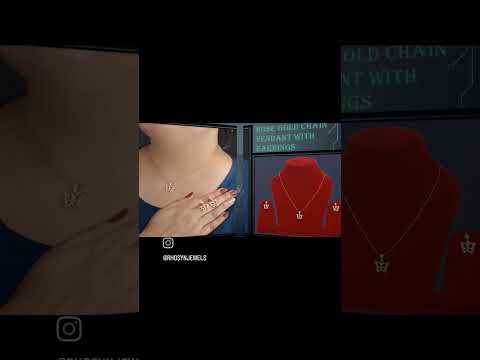 Rose gold chain american diamond ad pendant with ad studded ...