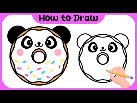 Learn How to Draw a Cute Panda Donut Step by Step | Easy Drawing Tutorial