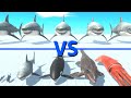 GREAT WHITE SHARK Team Vs NEW AQUATICS Team Animal Revolt Battle Simulator
