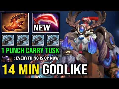 WTF 1 PUNCH 14Min Godlike Roaming Carry Tusk with New 7.31 Desolator Instant Delete Enemy Dota 2