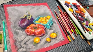 Eggplant & Tomatoes Soft Pastel Still Life Painting Demo