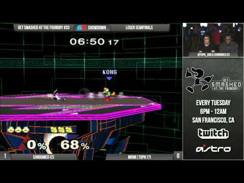 Get Smashed at the Foundry #33 - Loser Semis: Shroomed (Sheik) vs MIOM|Toph (Fox)