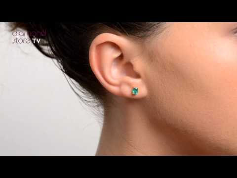 FEG23 G - Emerald 5 x 4mm 18K Yellow Gold Earrings