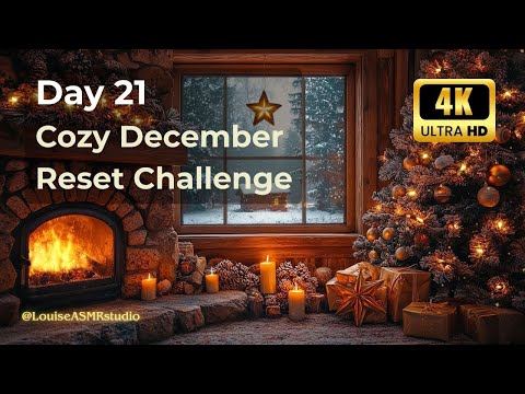Day 21 | Cozy Winter Home Ambience | Fireplace & Soft Jazz | 4K ASMR