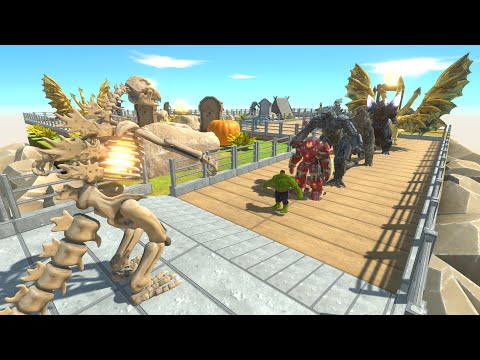 GODZILLA SKELETON vs GHIDORAH DEATH RUN - Animal Revolt Battle Simulator