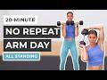 20-Minute Upper Body Dumbbell Workout (All Standing, No Repeats)