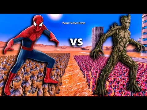 10,000 SPIDER MAN vs 10,000 GROOT / UEBS