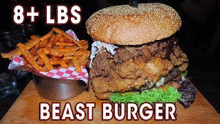 8LB BEAST BURGER w/ Pulled Pork and Fried Chicken!!