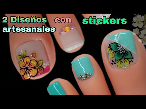 2 Ideas de uñas Utilizando stickers Artesanales/Nail Art #miarteentusuñas