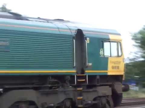 The Class 66 Freightliner No.66618 with some of Mineral Bogie Wagons was passed through at Carlisle.