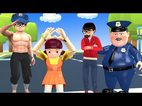 Fat Nick Became Police Hero Wanted Robbers Doll Squid Game Save Father - Scary Teacher 3D Animation