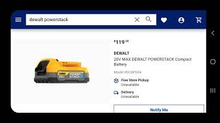 New DeWalt Powerstack Batteries at Lowes Website