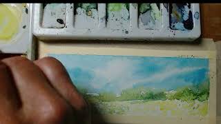 Create Beautiful Skies and Wildflowers in Watercolor, using white spaces!