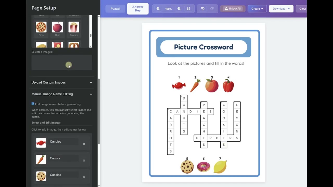 How to Create Picture Crossword Puzzles with Image Clues, Four Input Methods, and Auto Answer Keys — Step-by-Step Tutorial