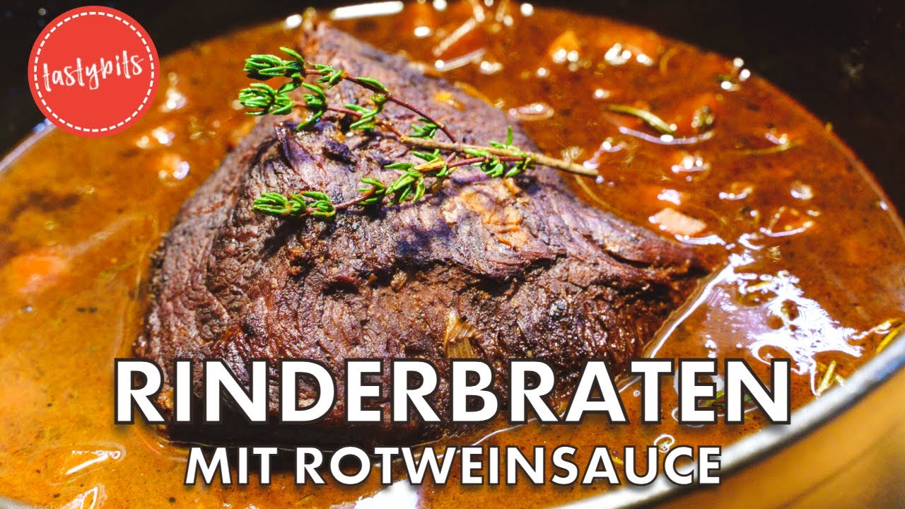 Rinderbraten mit Rotweinsauce - geschmorter Sonntagsbraten wie von Oma!