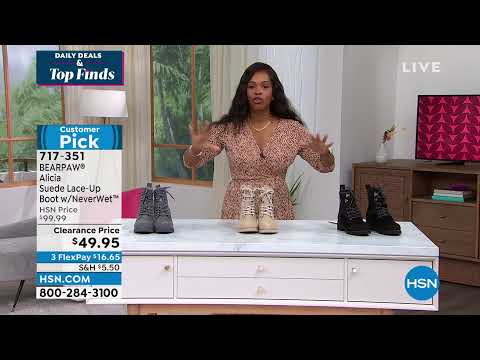 BEARPAW Alicia Suede LaceUp Boot with NeverWet