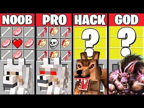 Minecraft Battle: MUTANT WEREWOLF CRAFTING CHALLENGE - NOOB vs PRO vs HACKER vs GOD ~ Animation