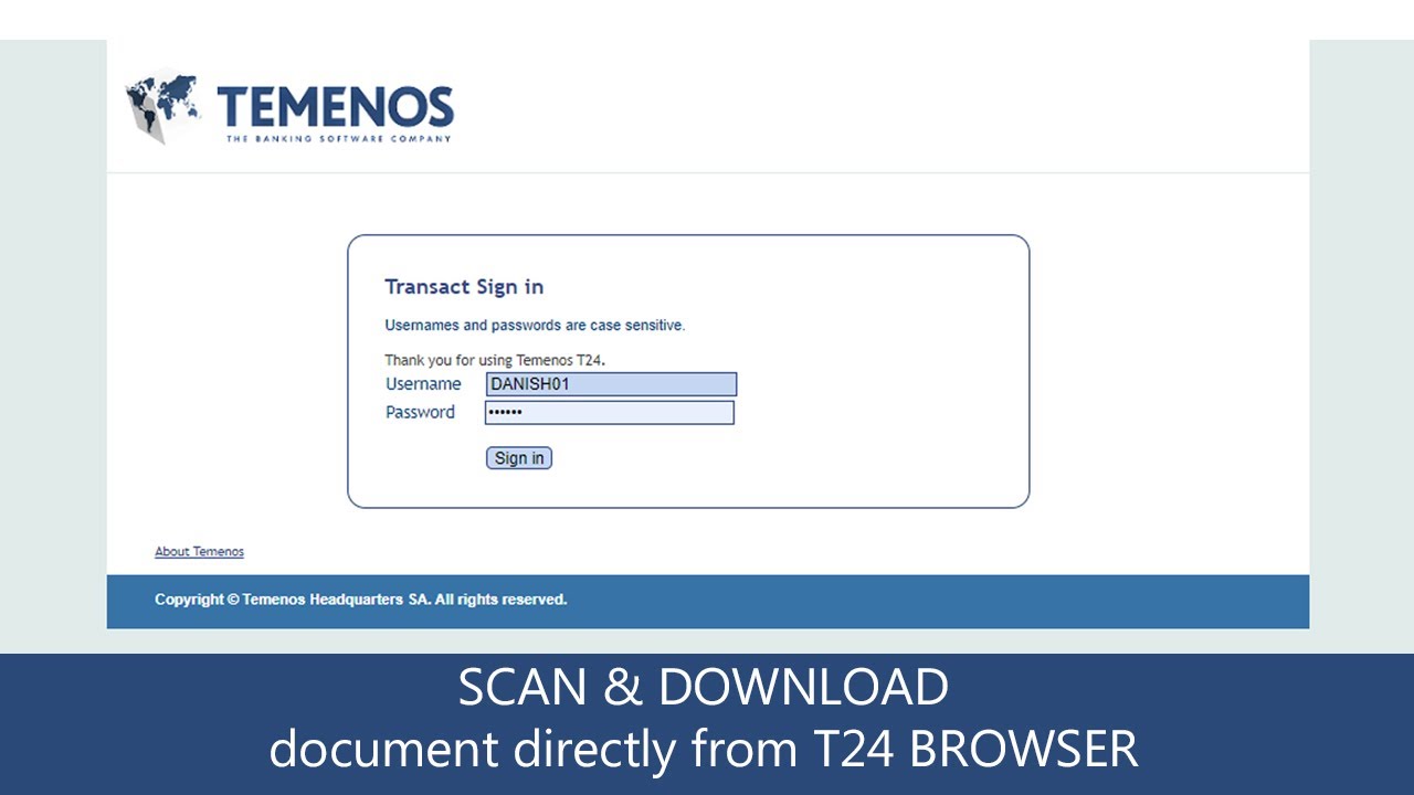 Temenos Transact T24 - Scan Documents directly from T24 Browser and download pdf