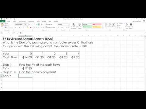 Calculating Equivalent Annual Annuity in Excel