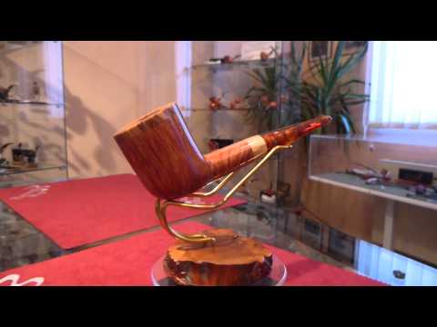 Pipa radica e ambra billiard freehand - www.paronellipipe.it