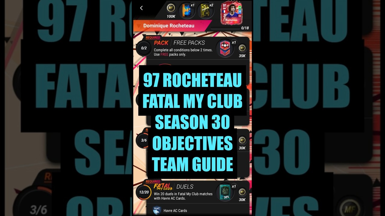 97 Rocheteau Fatal My Club Season 29/30 Objectives Team Guide #madfut