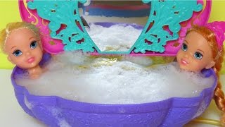 BATH time! SHOPKINS in the Bathtub! ELSA & ANNA toddlers PLAY with Soap Foam Water Play