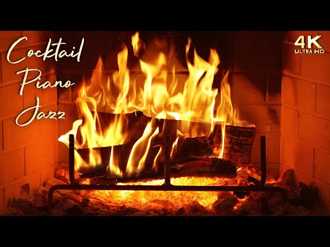 🔥 Cocktail Piano Jazz & Crackling Fireplace 🔥 Elegant Dinner Piano Ambience