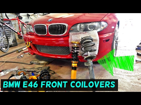 BMW E46 FRONT COILOVERS INSTALL COIL OVER INSTALL 318i 320i 323i 325i 328i 330i 320d 330ci 325ci