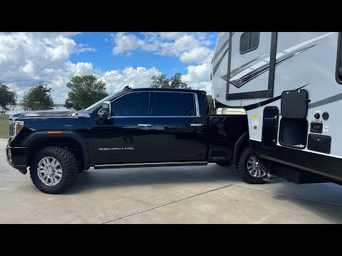 Denali Diesel truck 90 degree turn with Reese sidewinder fifth wheel pin box
