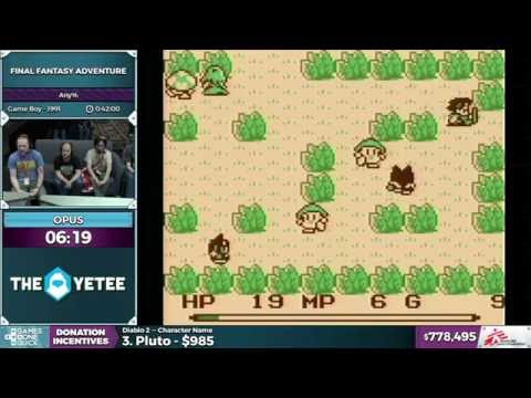 Final Fantasy Adventure by opus in 39:50 - SGDQ 2016 - Part 164