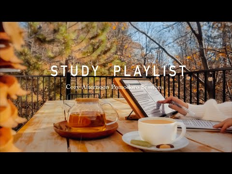 STUDY PLAYLIST 🍁 3-HOUR STUDY WITH ME POMODOROS/Relaxing Lofi/ Cozy Autumn Afternoon/Timer and Alarm