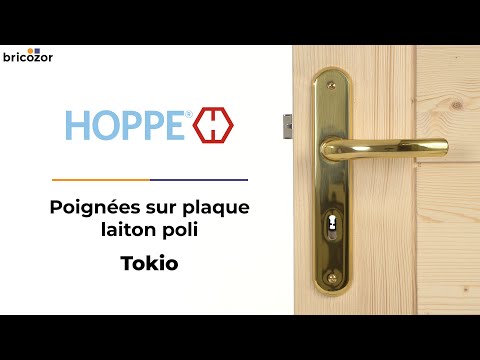 Poignées de porte sur plaques - laiton poli - Tokyo HOPPE